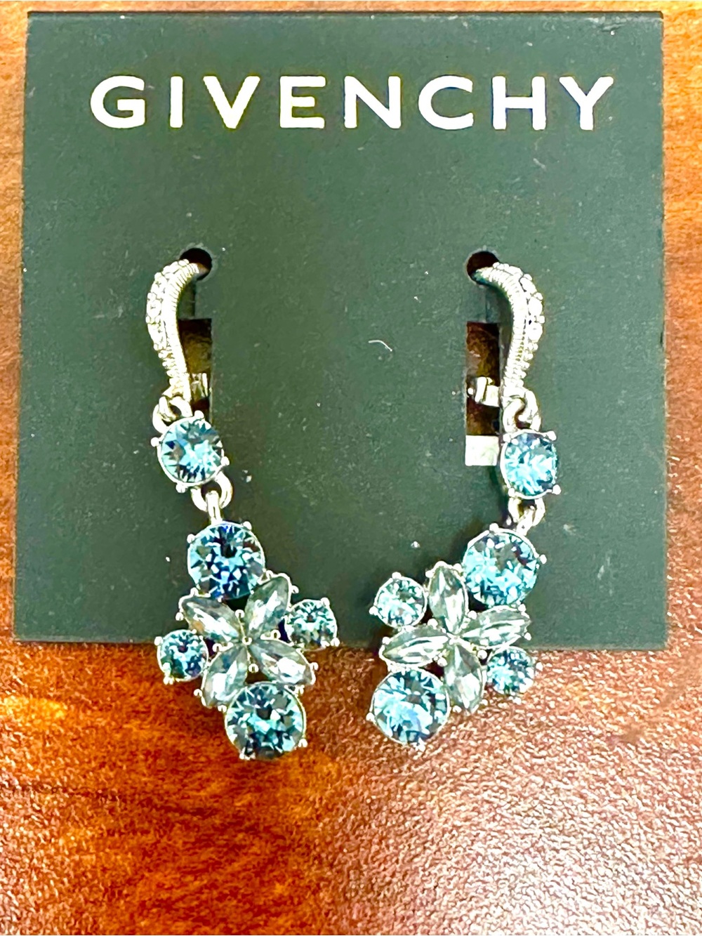 Givenchy blue  crystal earrings NIP
